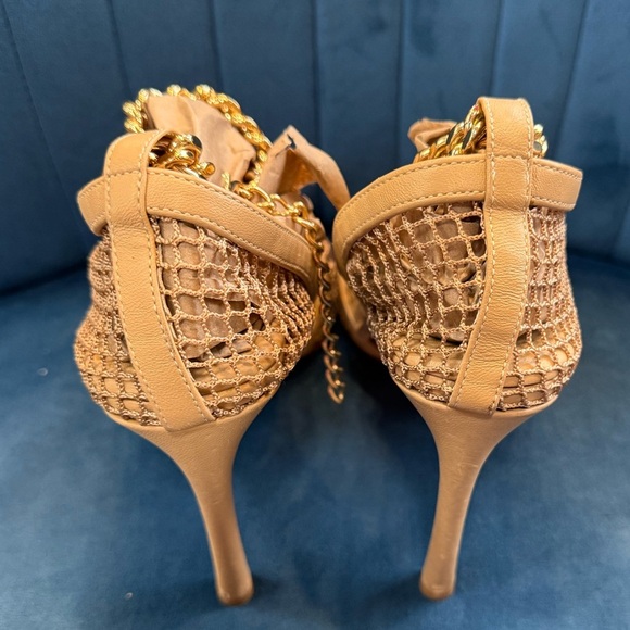 Bottega Veneta Mesh Chain Heels Size 40 Nude Gold Designer Luxury Made in Italy - Picture 5 of 11